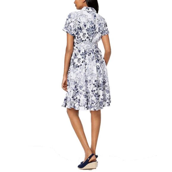 Charter Club Petite Printed Belted Shirtdress - Picture 4 of 5
